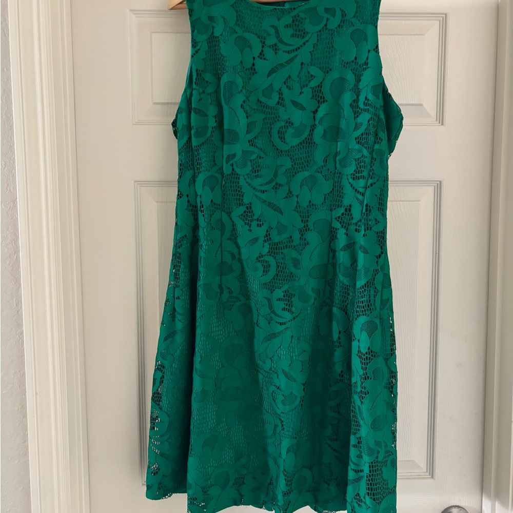 Eva Mendes for New York & Company Teal Lace Midi Dress